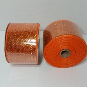 Deco Mesh Ribbon Wreaths 4" Orange 2 Rolls